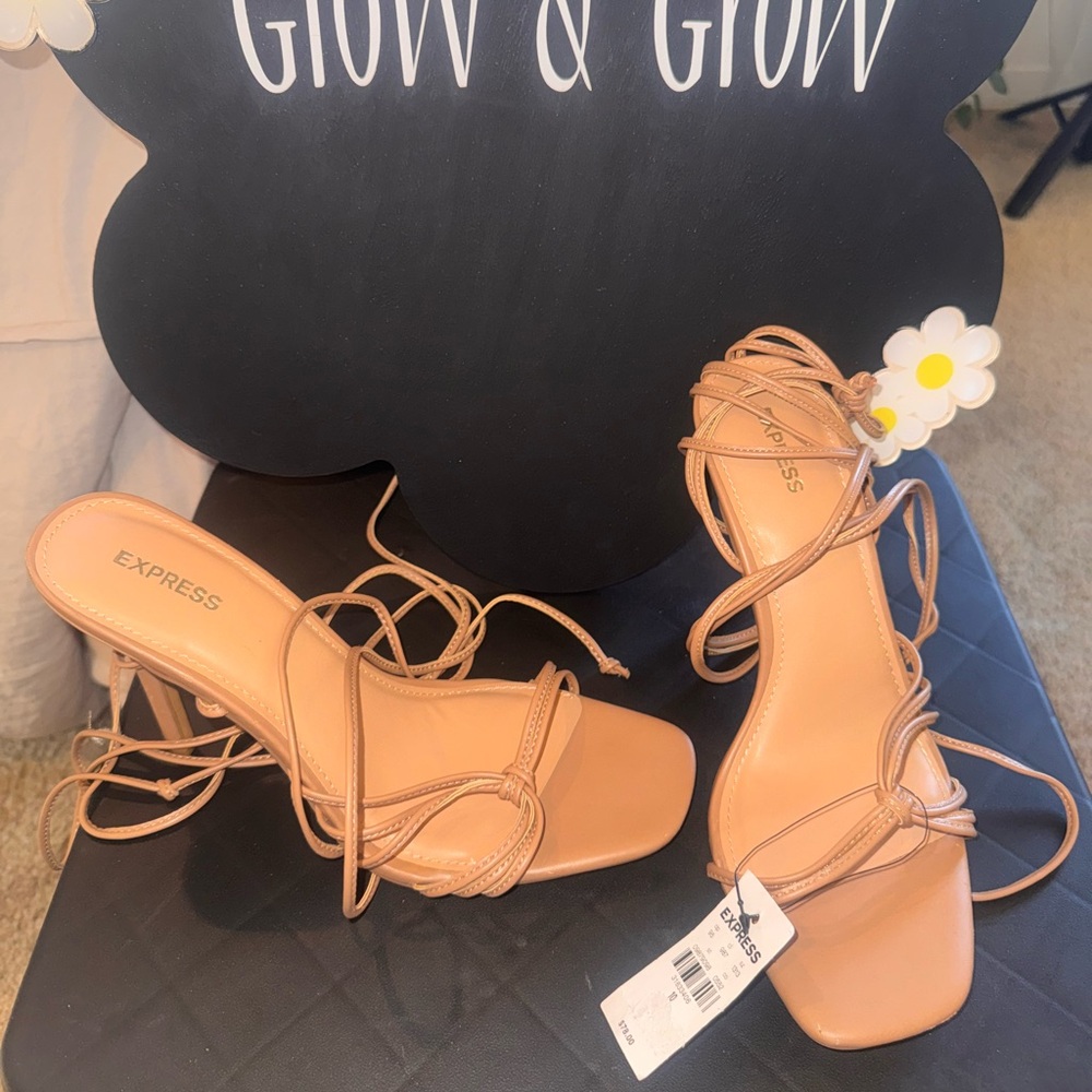Express strappy Tan Heeled Sandals